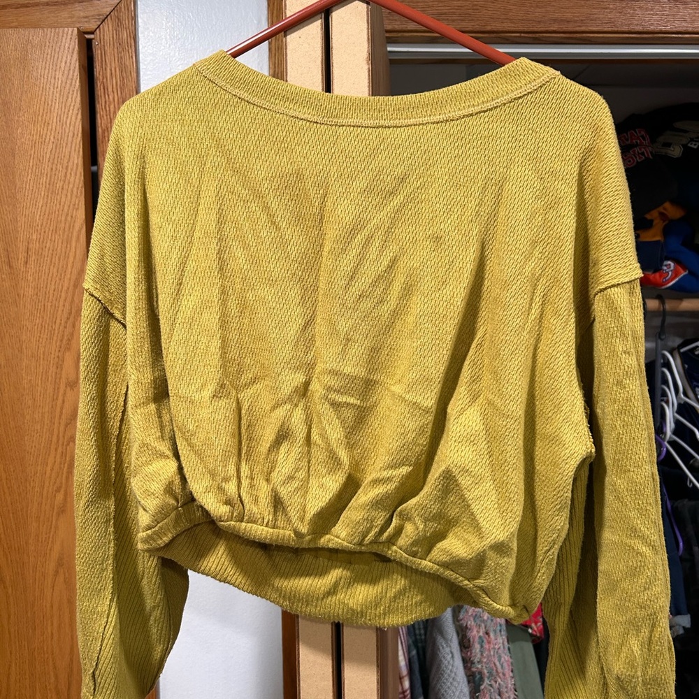 We The Free Yellow Green Boxy Crop Hoodie